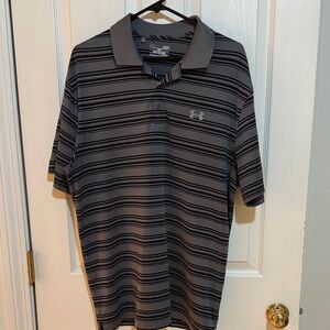Under Armour Men's Polo in Black and Gray Stripes Size L